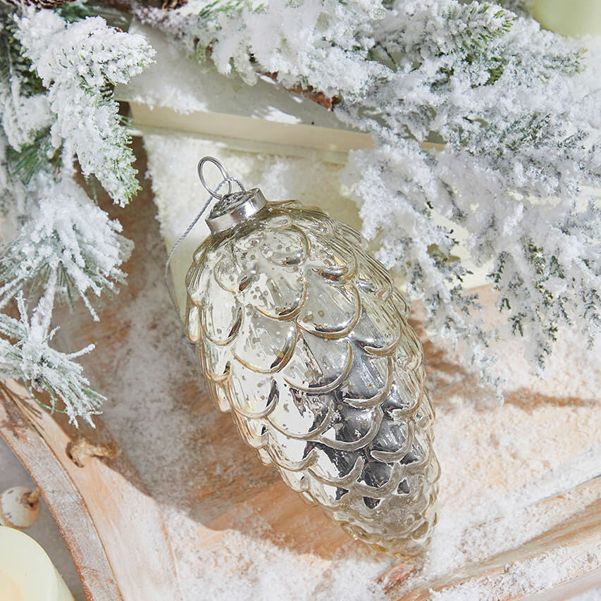 Pinecone Burnished Mercury Glass 7 inch Ornament