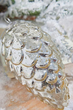 Pinecone Burnished Mercury Glass 7 inch Ornament detail
