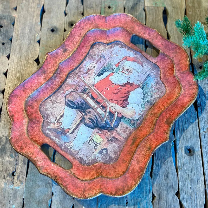Santa In Workshop Tray