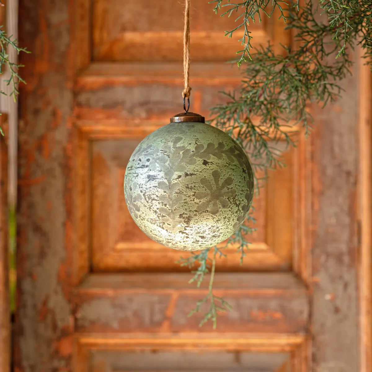 Spruce Antique Finished Glass 5" Ball Ornament
