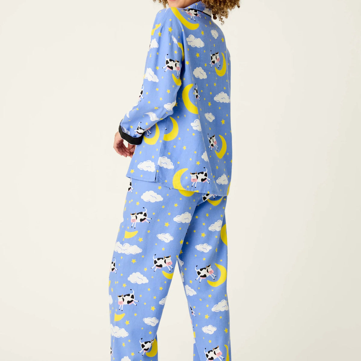 Cows Over Moon Flannel PJ Set