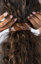 Rectangle Volume Barrette Caramel Horn