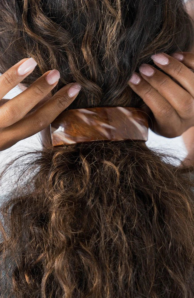 Rectangle Volume Barrette Caramel Horn