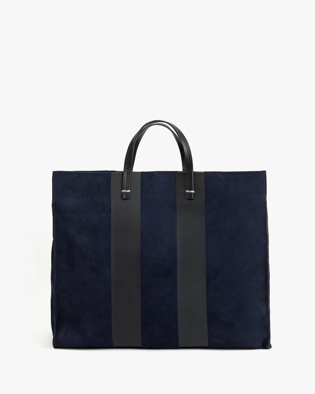 Clare V Simple Tote Navy Suede w/ Racing Stripes