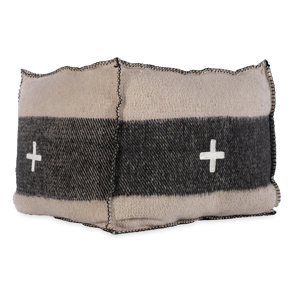 Swiss Army Pouf - Tan / Black