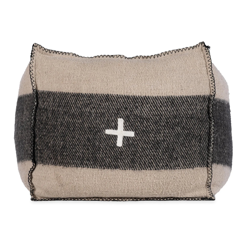 Swiss Army Pouf - Tan / Black