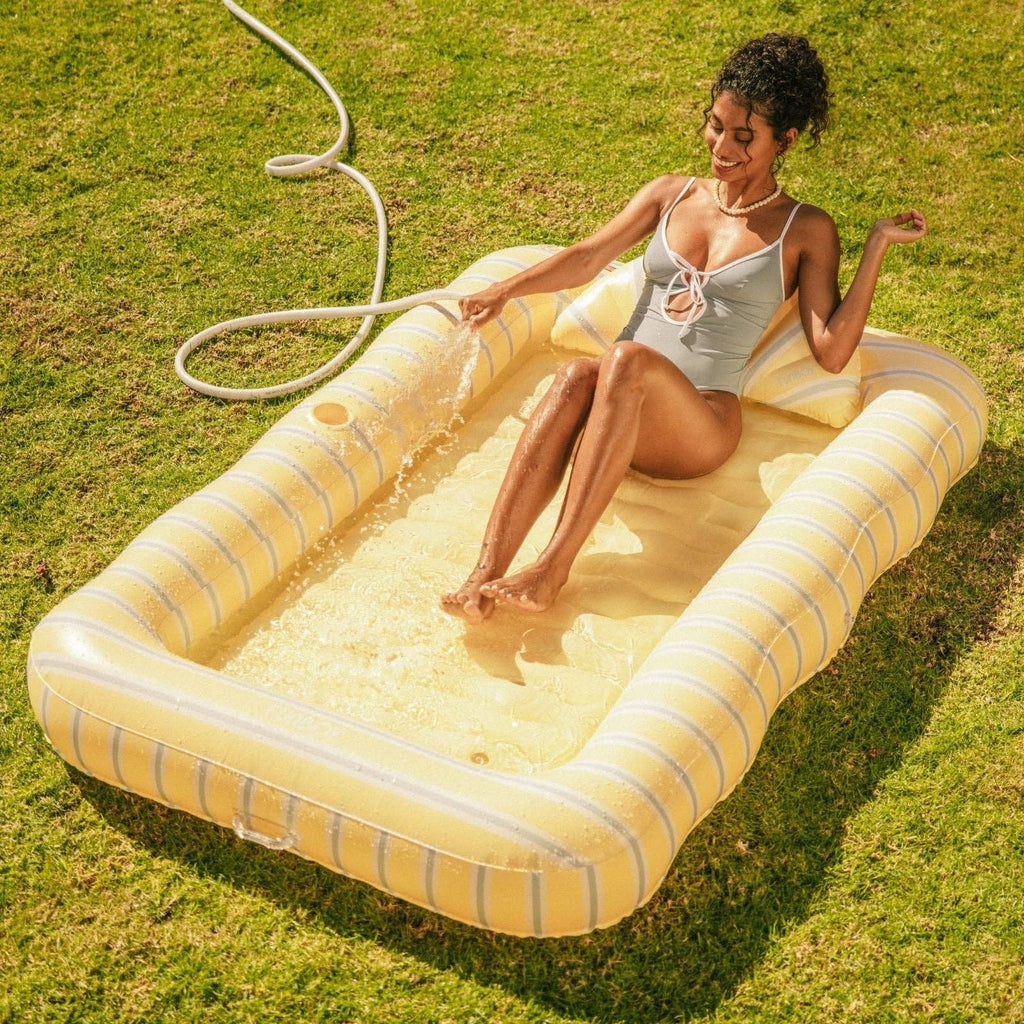 Tanning Pool Lounger Yellow and Blue