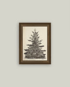 Vintage Pine Tree Framed Antique Art: 5x7