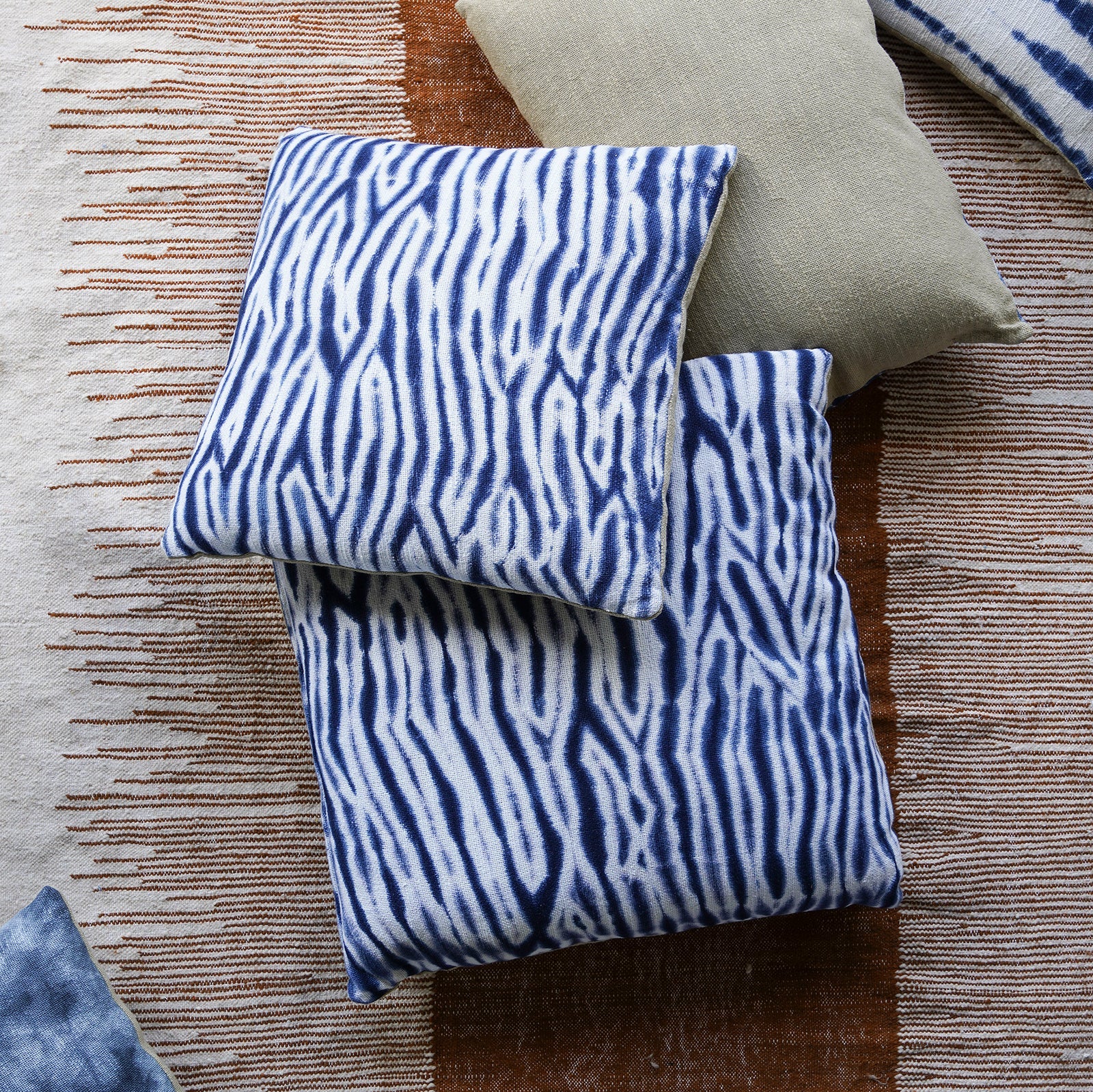 Arashi  Shibori Style Slub Cotton Pillow 20x20