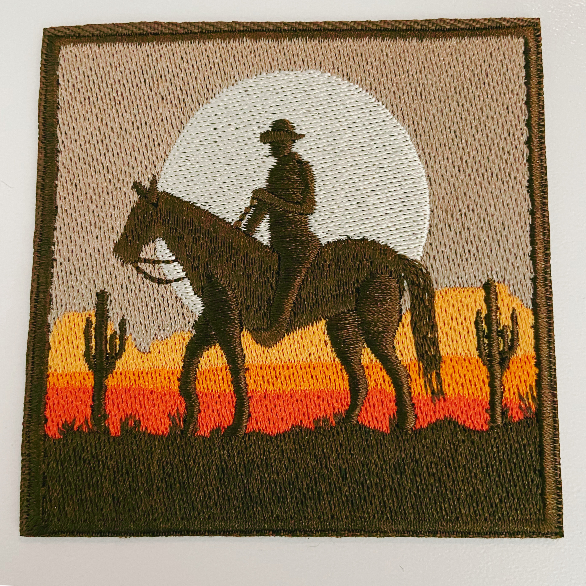 3" Cowboy Sunset -  Embroidered Hat Patch: 3" Embroidered Patch