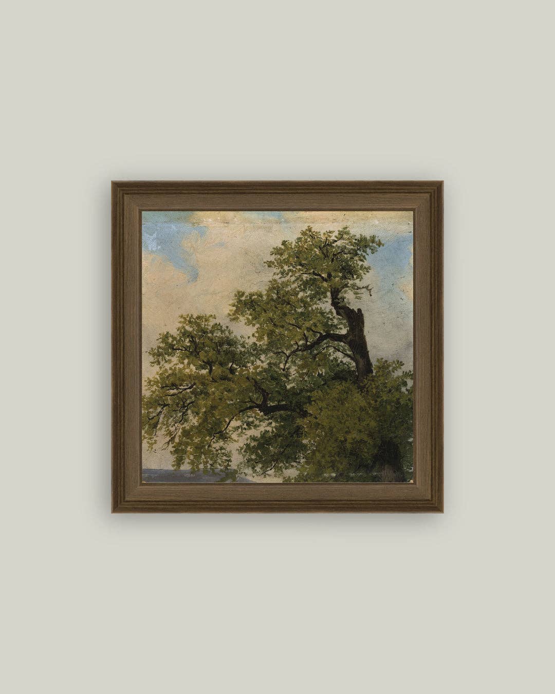 Painted Trees Framed Antique Art: 16x16