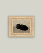 Black Cat Framed Antique Art: 9x7