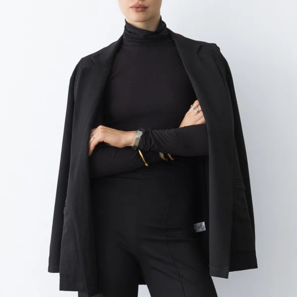Ponte Knit Oversized Blazer in Black