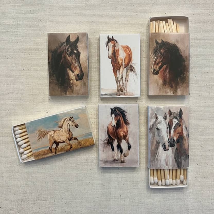 Equestrian matchbox, matches for candles, party favors, gift