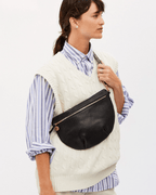 Clare V Grande Fanny in Black Perf - worn crossbody