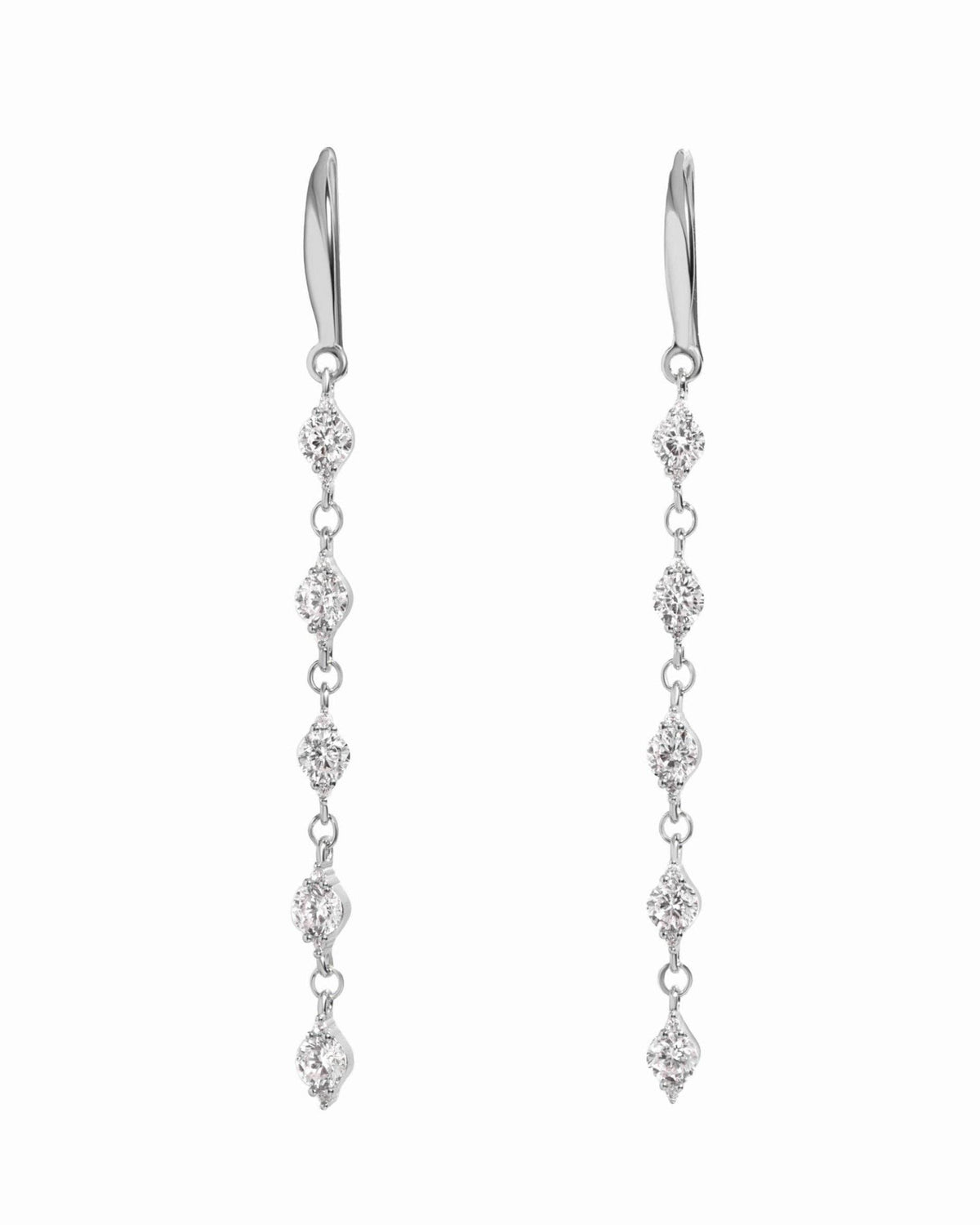 CZ Drop Earrings: Silver