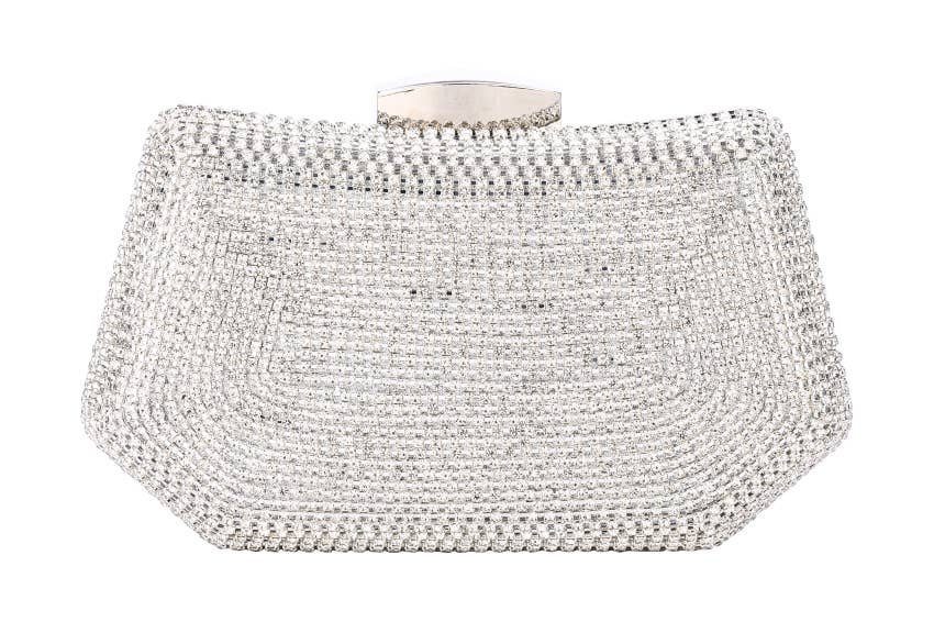 Ladies Rhinestone Crystal Clutch Evening Bag: Silver