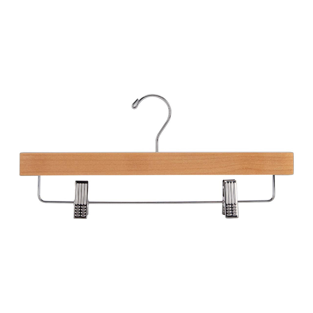 14" Natural Wood Skirt And Pants Hangers - Case of 50