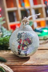 Merry Christmas Santa 4" Metal Ball Ornament