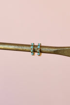 MINI TURQUOISE HOOPS: GOLD