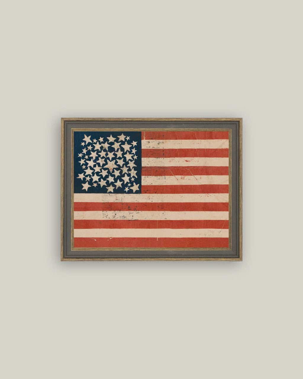 Rustic Flag Framed Antique Art: 6x4