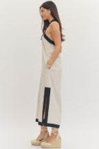 Contrast Trim Halter Maxi Dress
