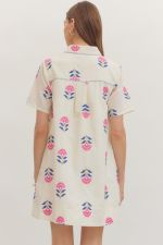 Floral Button-Front Shirt Dress