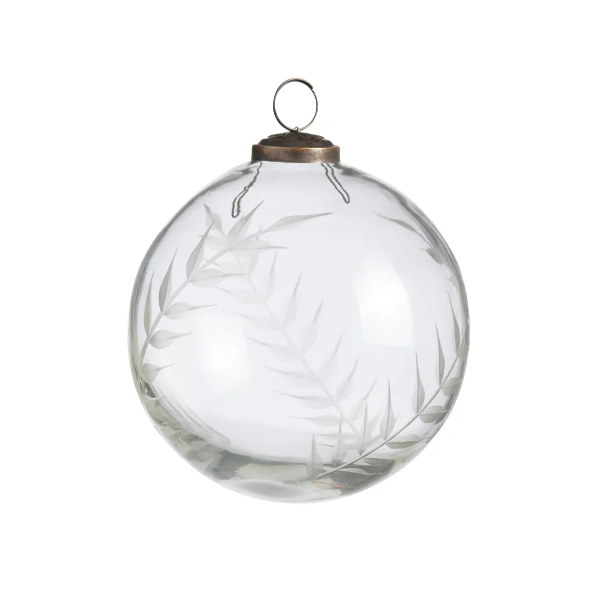 Clear Etched Laurel Glass 5" Ornament