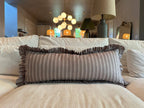 Oatmeal Striped-Ruffle Lumbar Pillow Cover: 14x35 Cover Only