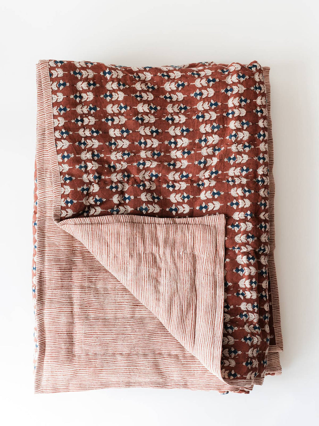 Blossom Block Print Quilt: ORANGE / KING/CAL KING