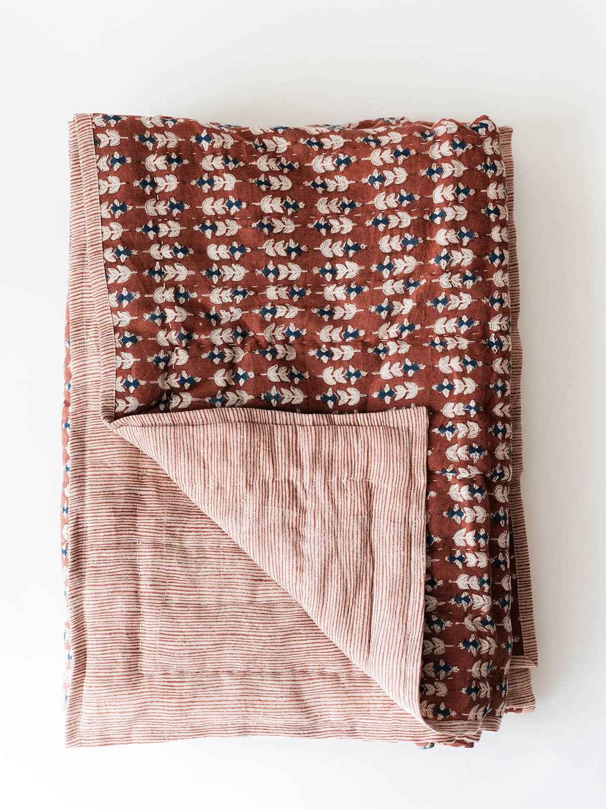 Blossom Block Print Quilt: ORANGE / KING/CAL KING