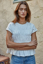 Cotton Short Sleeve Smocking Top