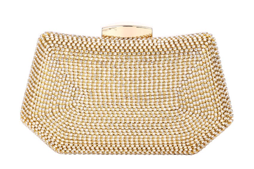 Ladies Rhinestone Crystal Clutch Evening Bag: Silver