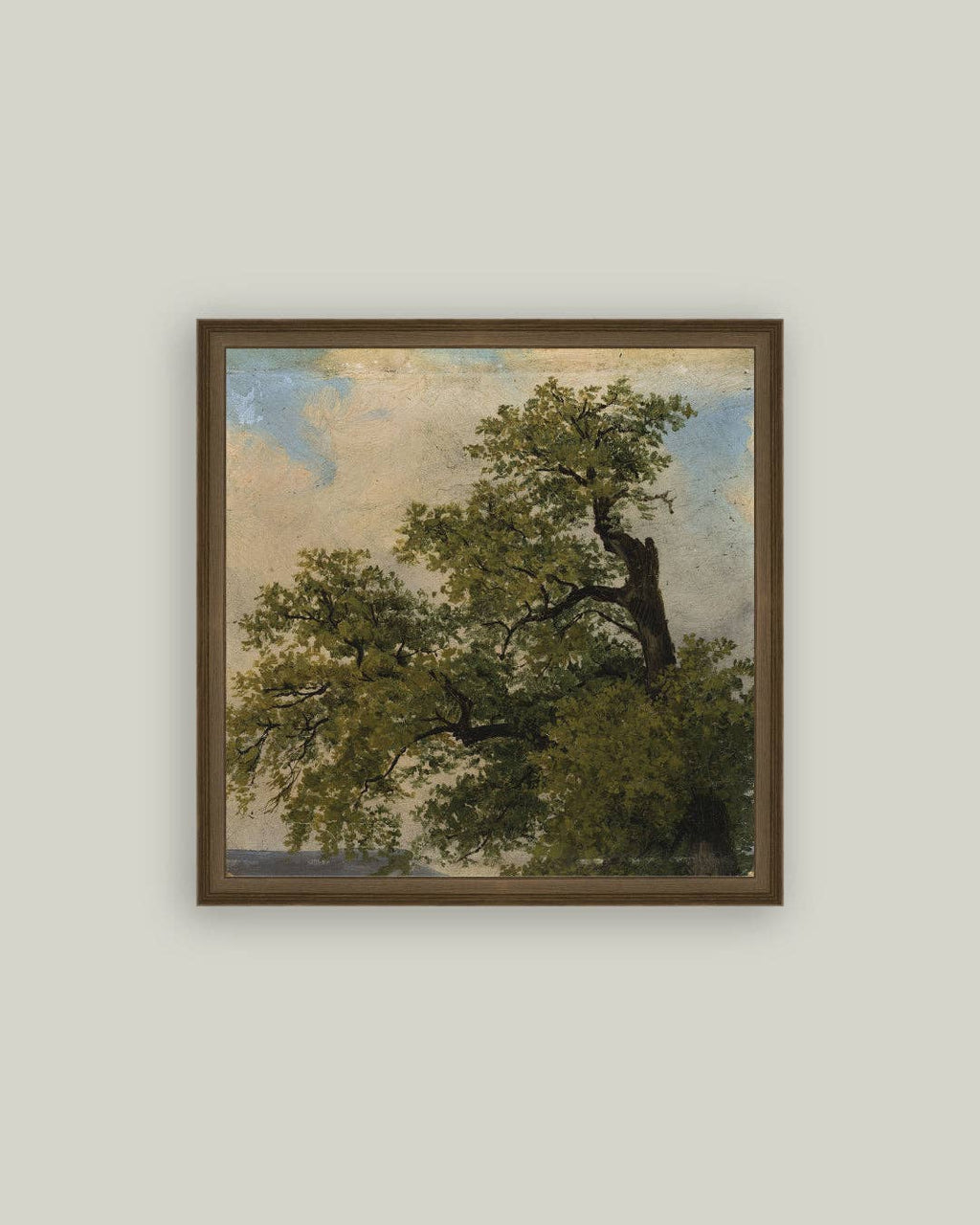 Painted Trees Framed Antique Art: 16x16