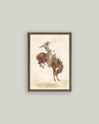 Bucking Bronco Framed Antique Art: 4x6