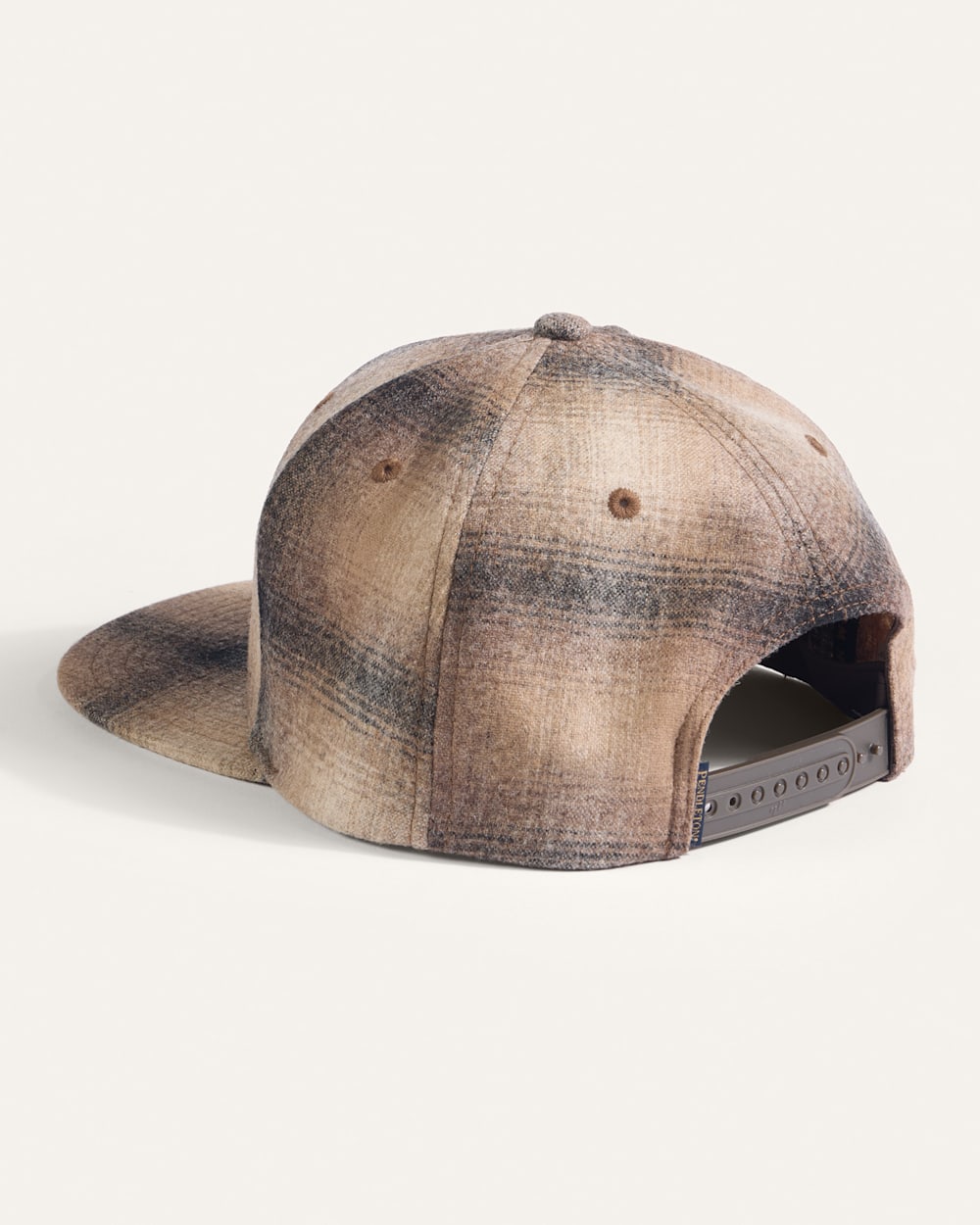 Plaid Flat Brim Hat - Tan Taupe Ombre