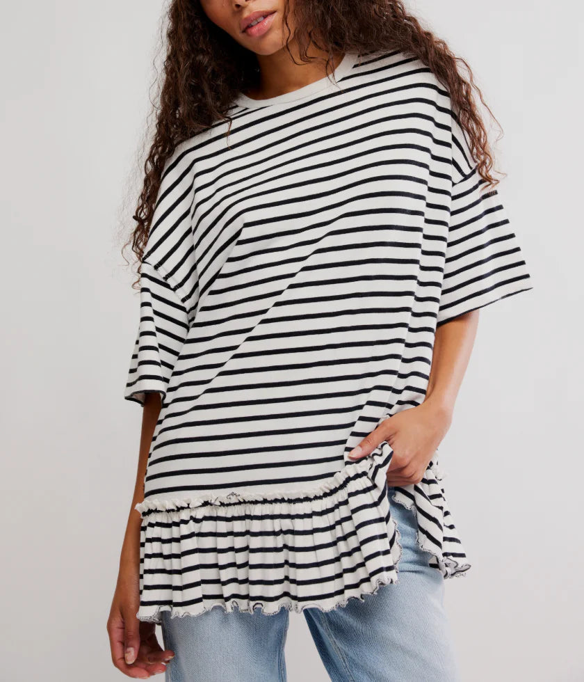 Why Yes Striped Tee Black and White Combo