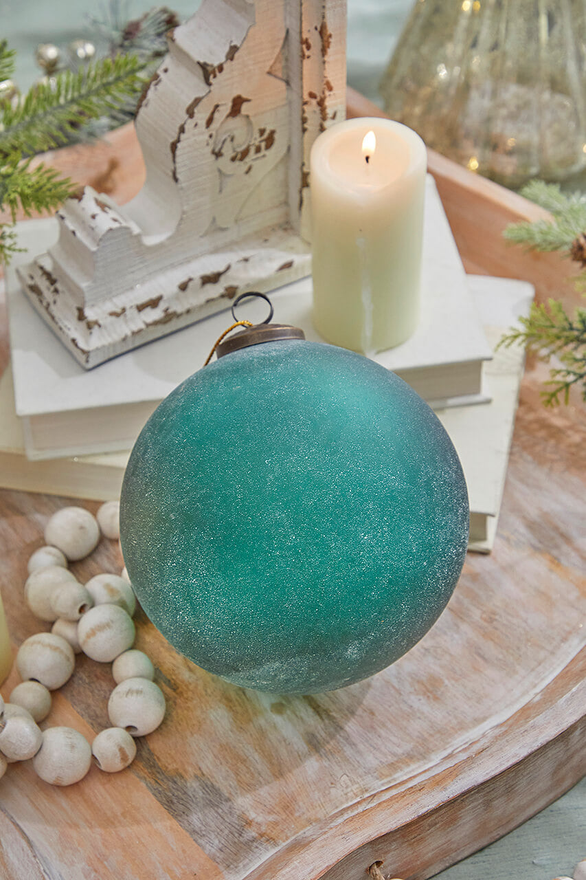 Frosted Emerald Glass 6" Ornament