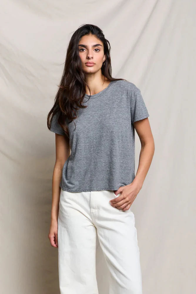 Perfect White Tee Harley Boxy Crew — Heather Grey