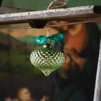 Onion Hobnail Vintage Green Glass 4" Ornament