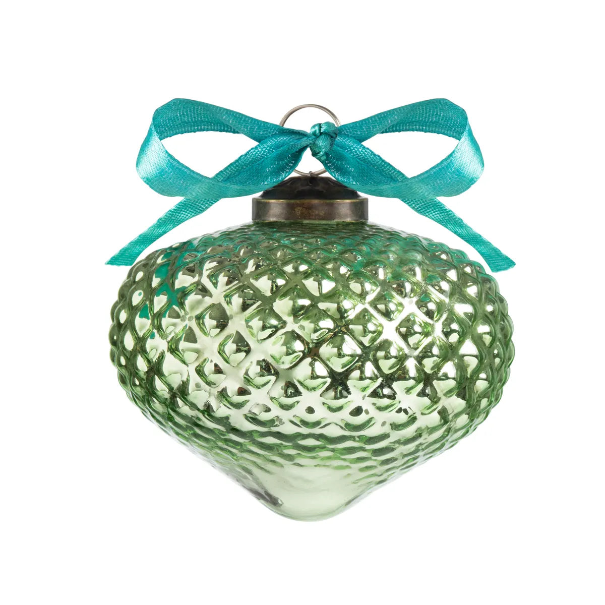 Onion Hobnail Vintage Green Glass 4" Ornament