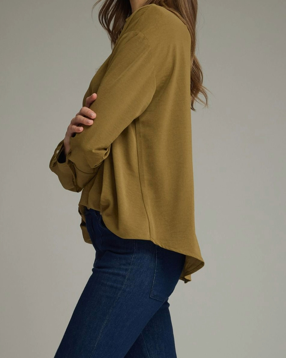 Martini olive long sleeve blouse back view