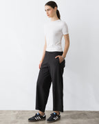 Ponte Knit Barrel Pant in Black