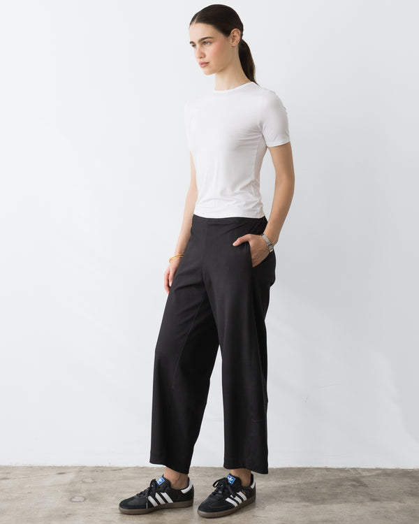 Ponte Knit Barrel Pant in Black
