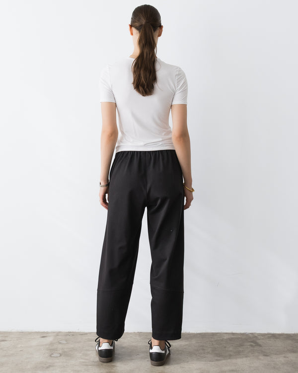Ponte Knit Barrel Pant in Black