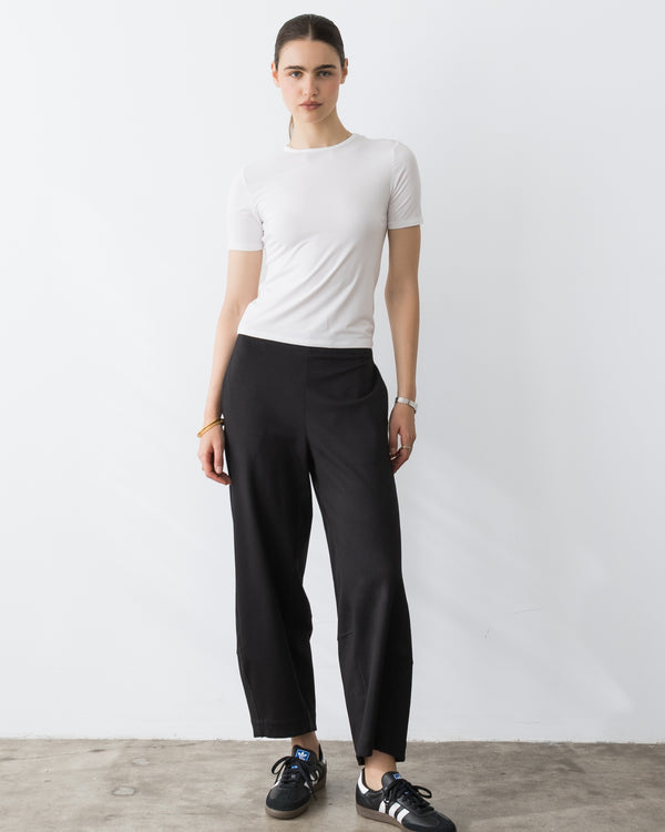 Ponte Knit Barrel Pant in Black