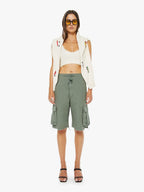 Mother Denim The Free Fall Short Fray in Sir Yes Sir Military Green