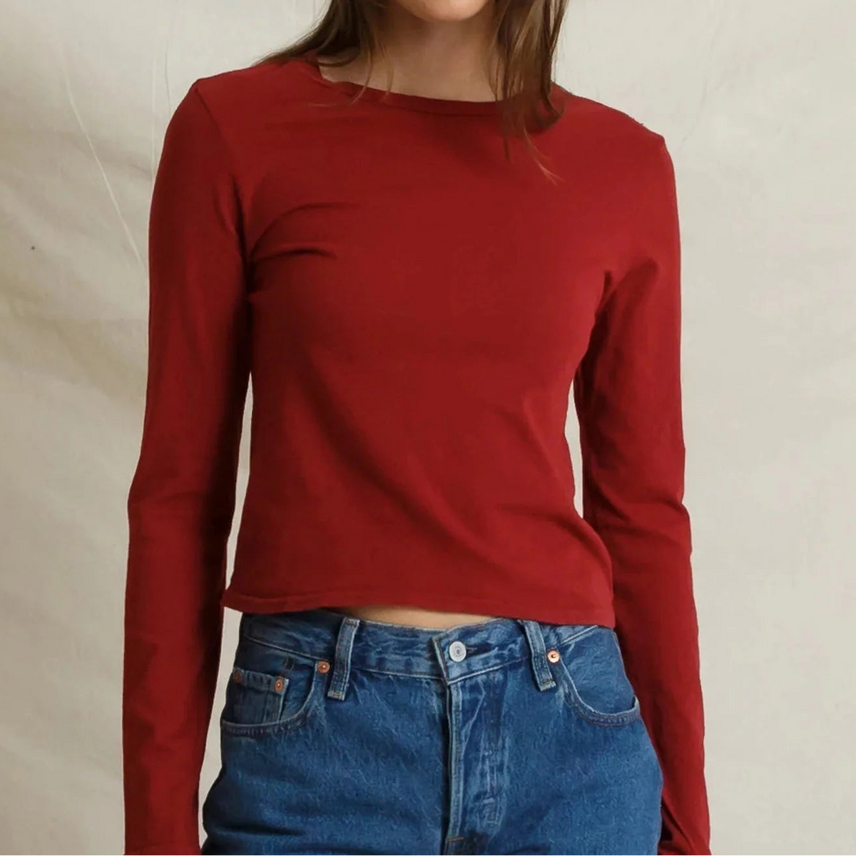 Lisa Long Sleeve Tee - Ruby Red