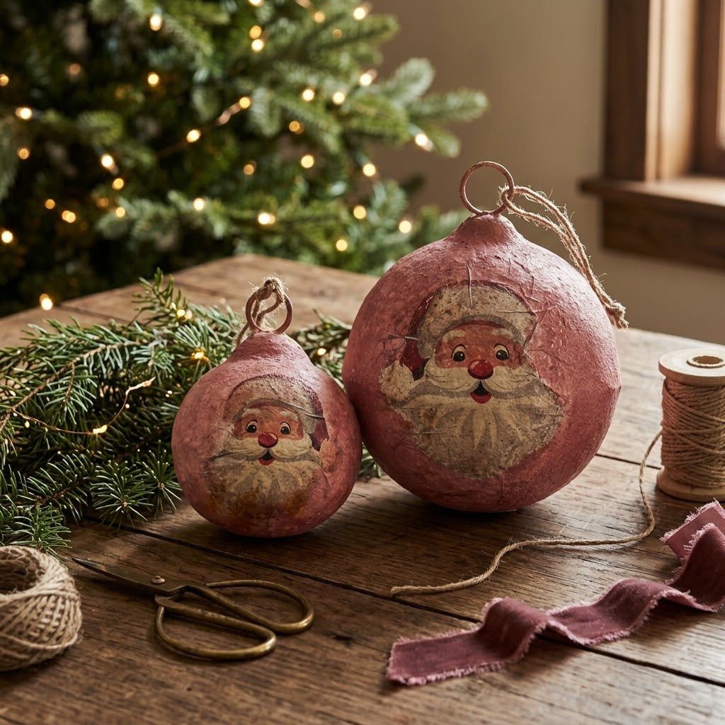 Red Nosed Santa Metal Ball Ornament