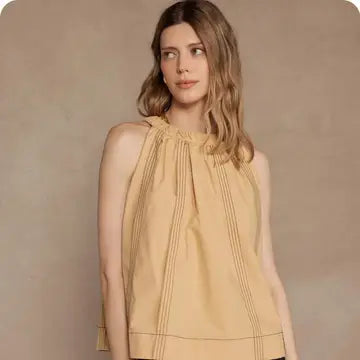 Contrast Stitch Halter Top